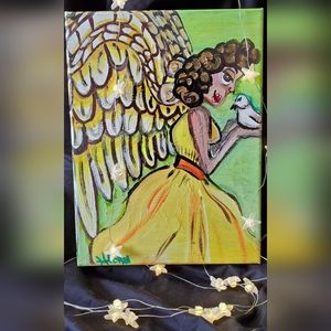 9x12 Original Acrylic Painting "Debbie and her Dove"